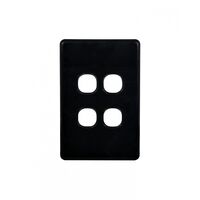 Flat Cat - Switch Plate Vertical 4 Gang (Less Mech)  Black x10 - FLSWPV4GBK