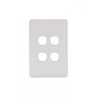 Flat Cat - Switch Plate Vertical 4 Gang (Less Mech)  Matt White x10 - FLSWPV4GMW