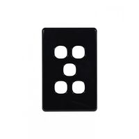 Flat Cat - Switch Plate Vertical 5 Gang (Less Mech)  Black x10 - FLSWPV5GBK