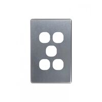 Flat Cat - Switch Vertical 5 Gang 10AX/16A 250V~  Brushed Aluminium Cover x5 - FLSWPV5GCBA