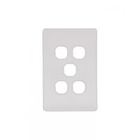 Flat Cat - Switch Plate Vertical 5 Gang (Less Mech)  Matt White x10 - FLSWPV5GMW
