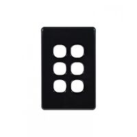 Flat Cat -u00a0Switch Plate Vertical 6 Gang (Less Mech)  Black x10 - FLSWPV6GBK
