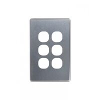 Flat Cat -u00a0Switch Vertical 6 Gang 10AX/16A 250V~  Brushed Aluminium Cover x5 - FLSWPV6GCBA