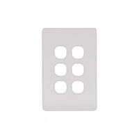 Flat Cat -u00a0Switch Plate Vertical 6 Gang (Less Mech)  Matt White x10 - FLSWPV6GMW