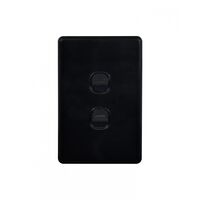 Flat Cat - Switch Vertical 2 Gang 10AX/16A 250V~  Black x10 - FLSWV2GBK