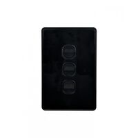 Flat Cat - Switch Vertical 3 Gang 10AX/16A 250V~  Black x10 - FLSWV3GBK
