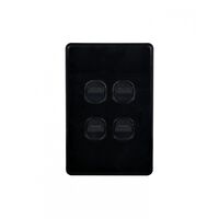Flat Cat - Switch Vertical 4 Gang 10AX/16A 250V~  Black x10 - FLSWV4GBK