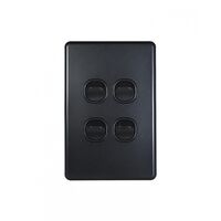 Flat Cat - Switch Vertical 4 Gang 10AX/16A 250V~  Matt Black x10 - FLSWV4GMBK