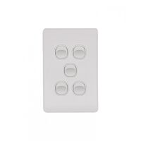 Flat Cat - Switch Vertical 5 Gang 10AX/16A 250V~  Matt White x5 - FLSWV5GMW