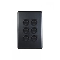 Flat Cat -u00a0Switch Vertical 6 Gang 10AX/16A 250V~  Matt Black x5 - FLSWV6GMBK
