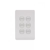 Flat Cat -u00a0Switch Vertical 6 Gang 10AX/16A 250V~  Matt White x5 - FLSWV6GMW