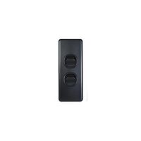 Flat Cat -u00a0Switch Vertical Architrave 2 Gang 10AX 16A 250V  Matt Black x10 - FLSWVA2GMBK