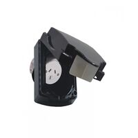 Hippo - Caravan Outlet, Single Outdoor Power Point IP34 10A Auto Switched  Black x5 - HPPP1GAUBK