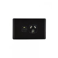 Leopard - Power Point Switched 1 Gang, 10A 250V~  Black x10 - LEPP1GBK