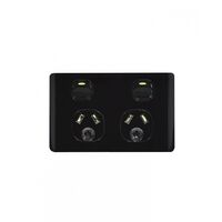 Leopard - Power Point Switched 2 Gang, 10A 250V~  Black x10 - LEPP2GBK