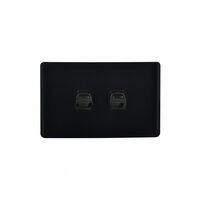 Leopard - Switch Horizontal 2 Gang, 16AX/20A 250V~  Black x10 - LESW2GBK