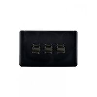 Leopard -u00a0Switch Horizontal 3 Gang, 16AX/20A 250V~  Black x10 - LESW3GBK