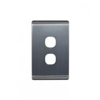 Leopard - Switch Vertical 2 Gang, 16AX/20A 250V~  Brushed Aluminium Cover x10 - LESWPV2GCBA