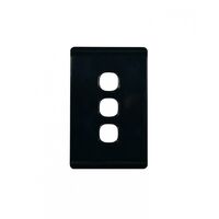 Leopard - Switch Plate Vertical 3 Gang (Less Mech)  Black x10 - LESWPV3GBK