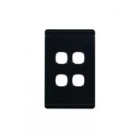 Leopard - Switch Plate Vertical 4 Gang (Less Mech)  Black x10 - LESWPV4GBK