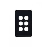 Leopard - Switch Plate Vertical 6 Gang (Less Mech)  Black x10 - LESWPV6GBK