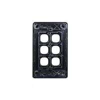 Leopard - Switch Plate Vertical 6 Gang (Less Mech)  Black x10 - LESWPV6GBK