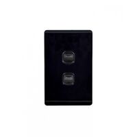 Leopard - Switch Vertical 2 Gang, 16AX/20A 250V~  Black x10 - LESWV2GBK