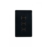 Leopard - Switch Vertical 3 Gang, 16AX/20A 250V~  Black x10 - LESWV3GBK