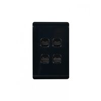 Leopard - Switch Vertical 4 Gang, 16AX/20A 250V~  Black x10 - LESWV4GBK