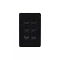 Leopard - Switch Vertical 6 Gang, 16AX/20A 250V~  Black x5 - LESWV6GBK