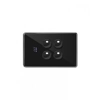 Powermesh -u00a0Multi Purpose Switch 1 Button Horizontal Maxu00a05AX total, 220-240V 50Hz, 2 or 3 wire auto-sensing (Formerlyu00a0PMPUSWMP4G)  Black x1 - PMMPS4HBK