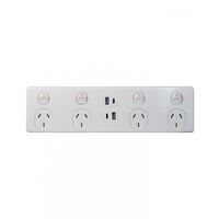Puma - Power Point 4 Gang 10A 250V~ Double Pole Plus 4 Gang USB Charger Type A & C (3.1A Top & 3.1A Bottom)  x1 - PU4X4AC