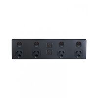 Puma - 4X4 - 4 Socket's x 4 USB's - Double Pole - 250V~, 10A,  Matt Black x8 - PU4X4MBK