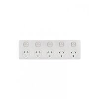 Puma - 5 Gang Fixed Power Point Double Pole 10A 250V  Matt White x15 - PUBIG5MW