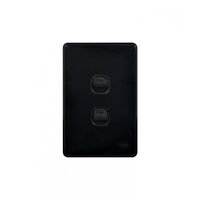 Puma - Switch Vertical 2 Gang, 10AX/16A 250V~  Black x10 - PUSWV2GBK