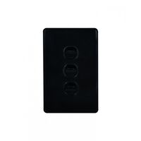 Puma - Switch Vertical 3 Gang, 10AX/16A 250V~  Black x10 - PUSWV3GBK
