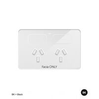 Senoa -u00a0Power Point Switched 2 Gang 10A 250V~  Glass Facia Replacement - White x1 - SENGFP