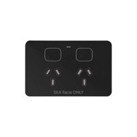 Senoa -u00a0Power Point Switched 2 Gang 10A 250V~  Silk Facia Upgrade - Black x1 - SENGSFPBK