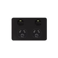 Senoa Simple -u00a0Power Point Switched 2 Gang 10A 250V~  Black  x5 - SENPP2GBK