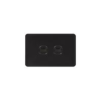 Senoa Simple -u00a0Switch Glass Front Horizontal 2 Gang 16AX/20A 250V  Black x10 - SENSW2GBK