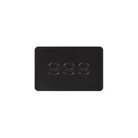Senoa Simple -u00a0Switch Glass Front Horizontal 3 Gang 16AX/20A 250V  Black x10 - SENSW3GBK