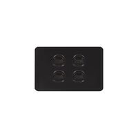 Senoa Simple -u00a0Switch Glass Front Horizontal 4 Gang 16AX/20A 250V  Black x10 - SENSW4GBK