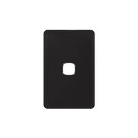 Senoa Simple -u00a0Switch Plate Vertical 1 Gang (Less Mech)  Black  x10 - SENSWPV1GBK