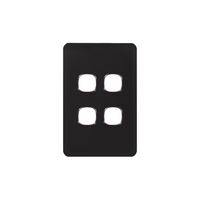Senoa Simple -u00a0Switch Plate Vertical 4 Gang (Less Mech)  Black  x10 - SENSWPV4GBK