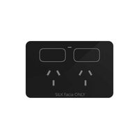 Senoa Accessibility Double Power Point 10A 250V  Silk Facia Upgrade - Black x1 - SNASGSFPBK