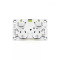 Snow Leopard -u00a0Power Point Switched 2 Gang 15A 250V~, White Cover, White Grid  x10 - SNPP152GWW