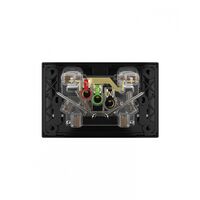 Snow Leopard - Power Point Switched 2 Gang 10A 250V~, White Cover, White Grid  Black/Black x10 - SNPP2GBB