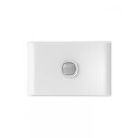 Snow Leopard - Switch Horizontalu00a01 Gang 16AX/20A 250V~, White Cover, White Grid  White/Silver x10 - SNSW1GWS