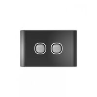 Snow Leopard - Switch Horizontalu00a02 Gang 16AX/20A 250V~, White Cover, White Grid  Black/Silver x10 - SNSW2GBS