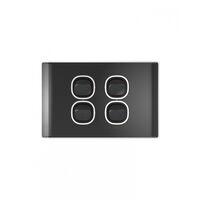 Snow Leopard - Switch Horizontalu00a04 Gang 16AX/20A 250V~, White Cover, White Grid  Black/Black x10 - SNSW4GBB